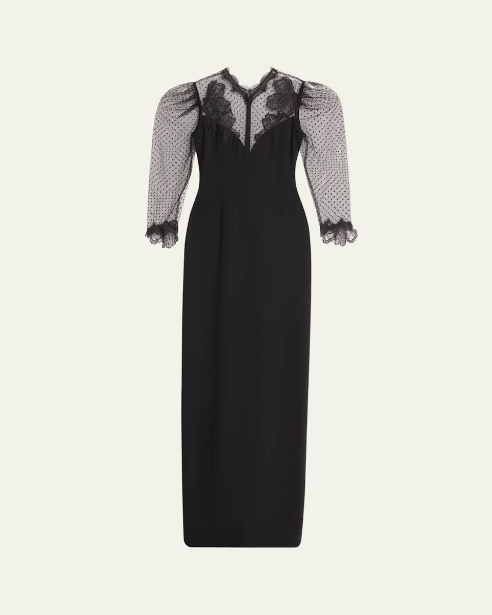 Kristina Swiss Dot Column Gown